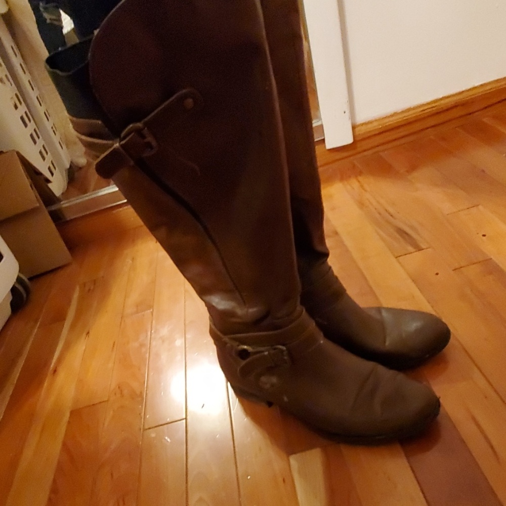 Leather calf flat boots sz 7